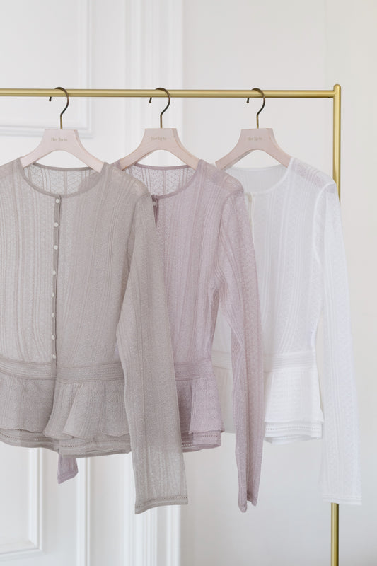 Shimmer Knit Peplum Cardigan