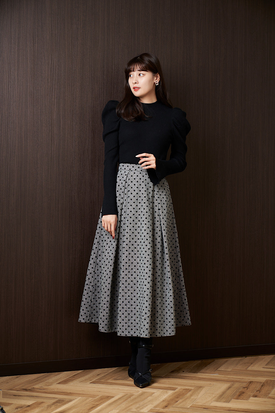 6,863円Tweed Flocked Dot Long Skirt