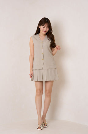 [Shipped in early May] Tweed Pleated Mini Dress