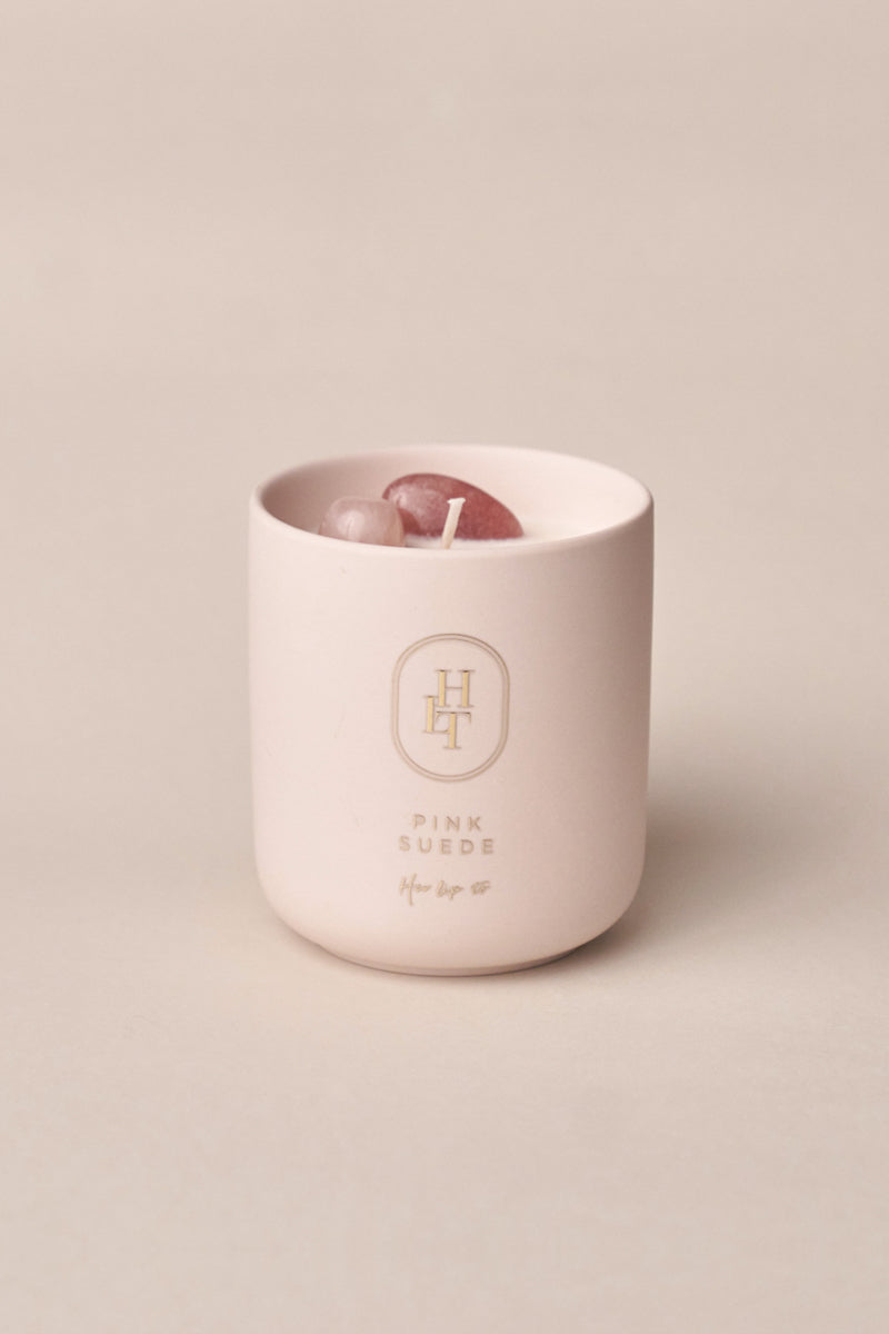 SELF LOVE CRYSTAL CANDLE - PINK SUEDE