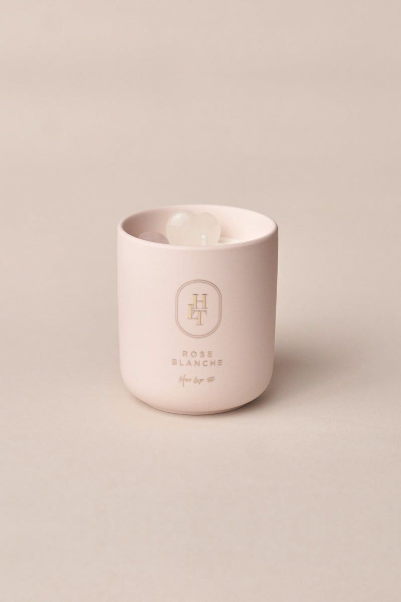 SELF LOVE CRYSTAL CANDLE - ROSE BLANCHE -