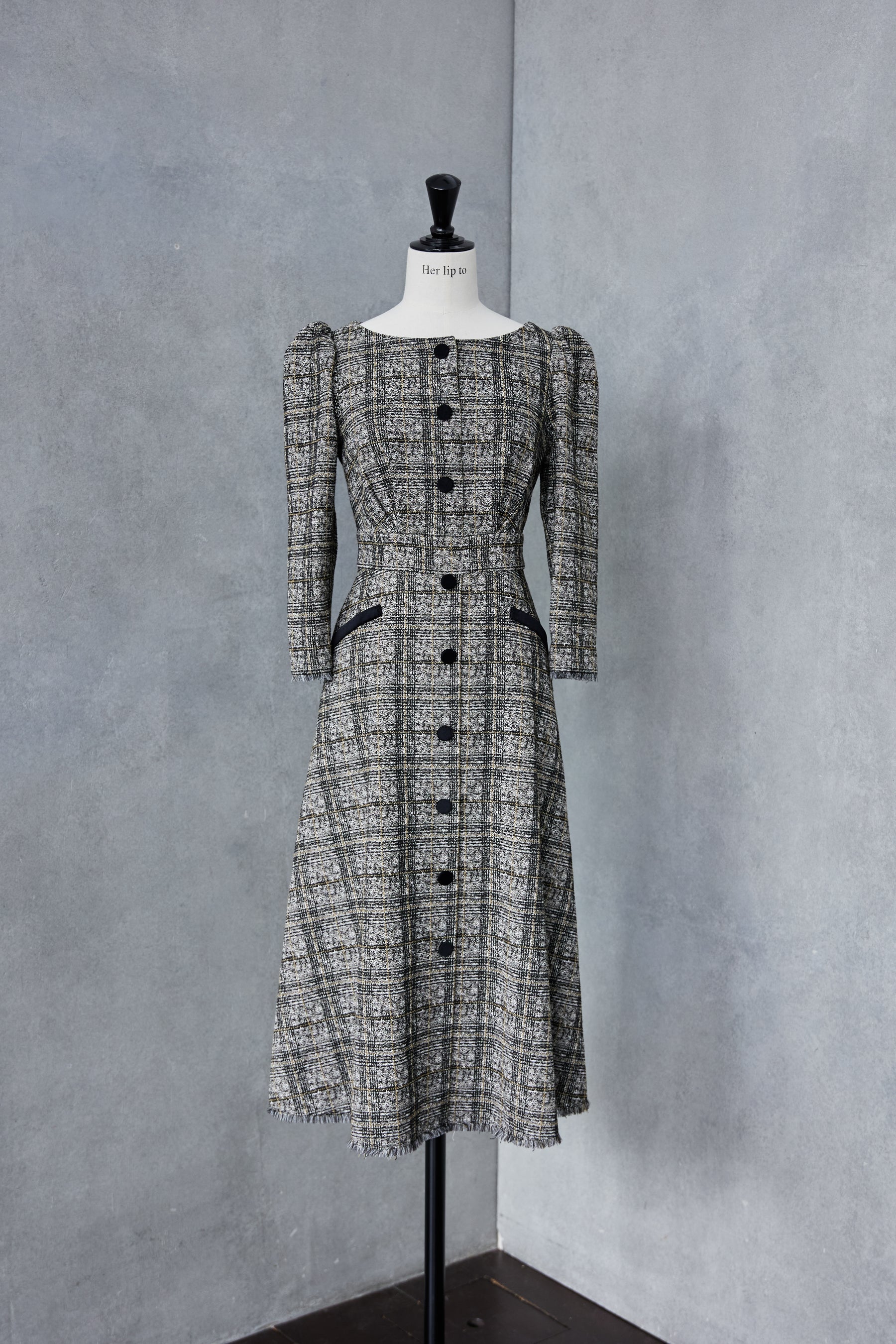 herlipto Classic Tweed Midi Dress