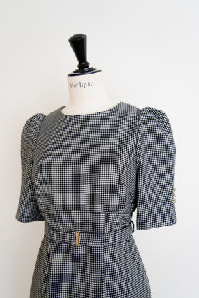 Lady Checkered Belted Dress