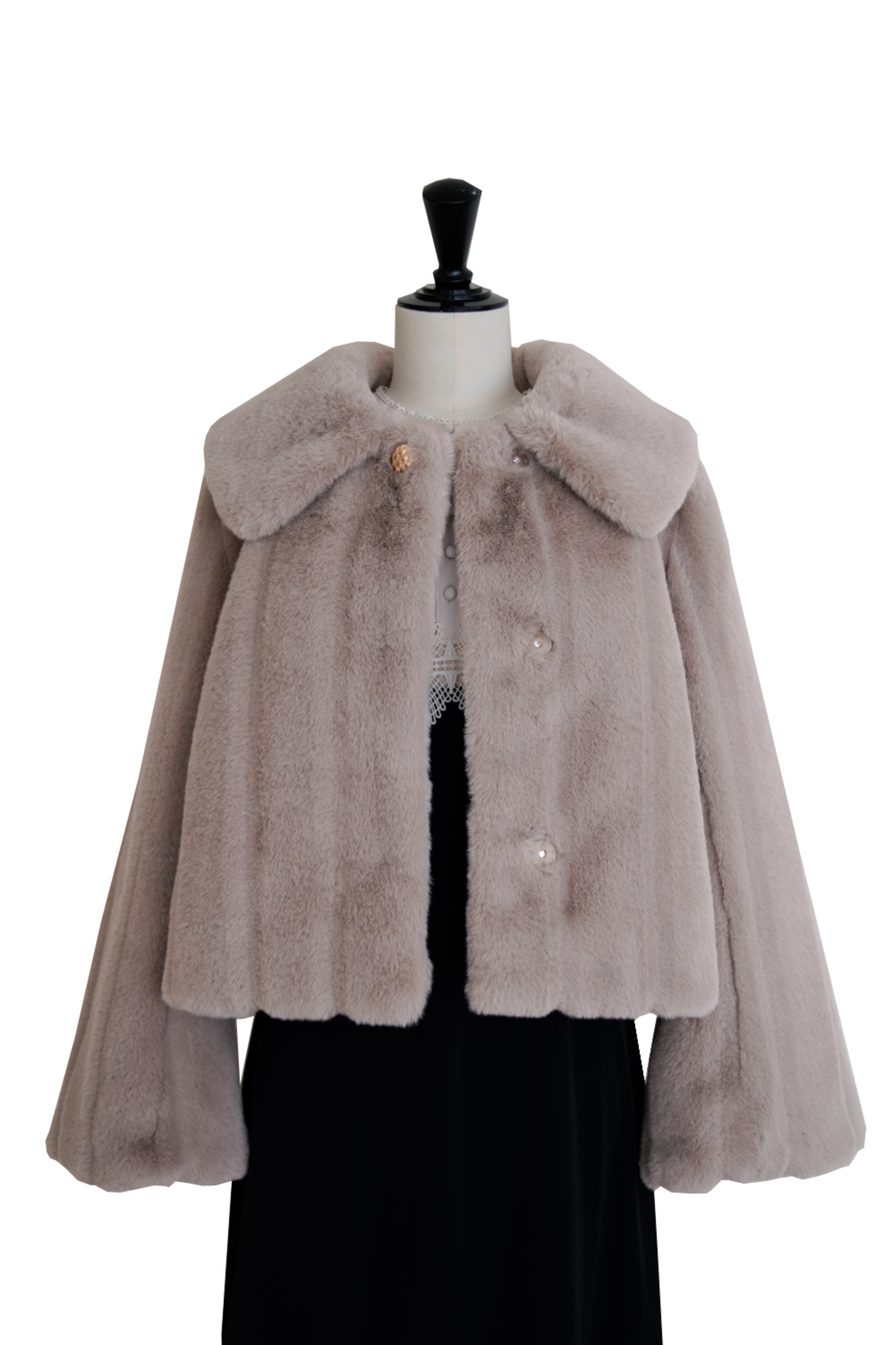 ecru / rose mocha】Winter Love Faux Fur Coat