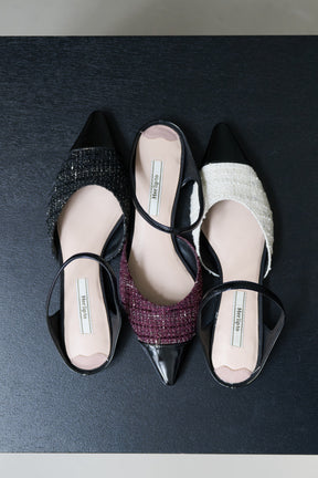 [Shipping mid-August] Two-Tone Strap Tweed Mules