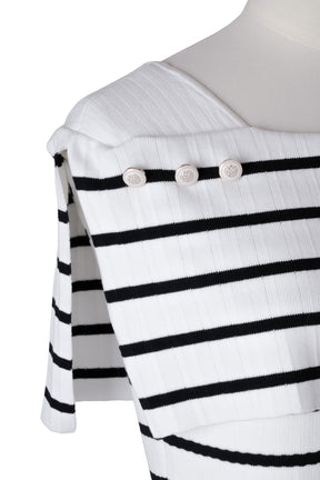 Square Collar Striped Dress