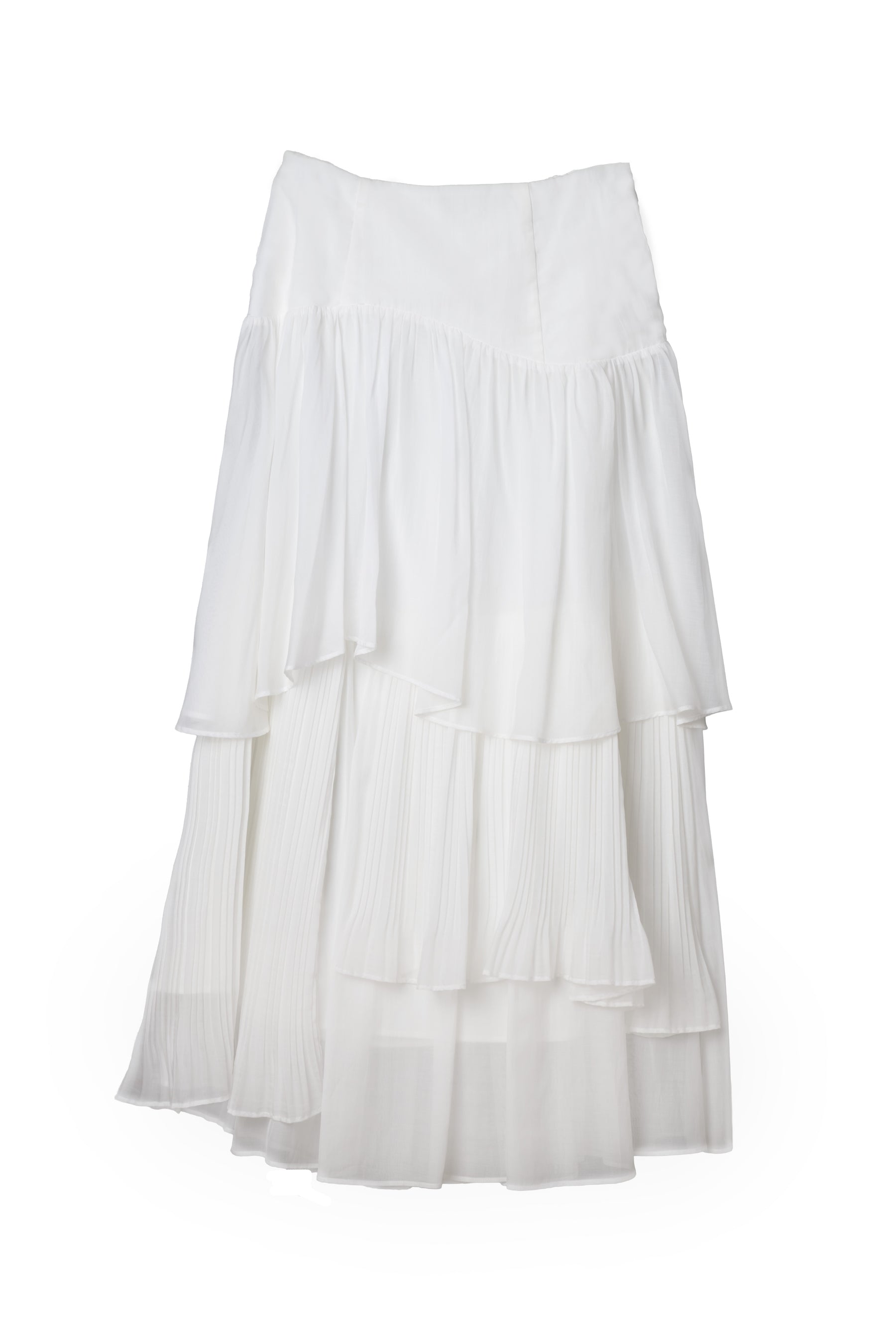 Sheer Pleated Tiered Skirt