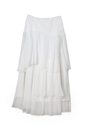 Sheer Pleated Tiered Skirt