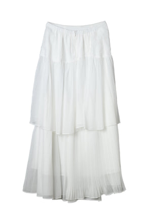 Sheer Pleated Tiered Skirt