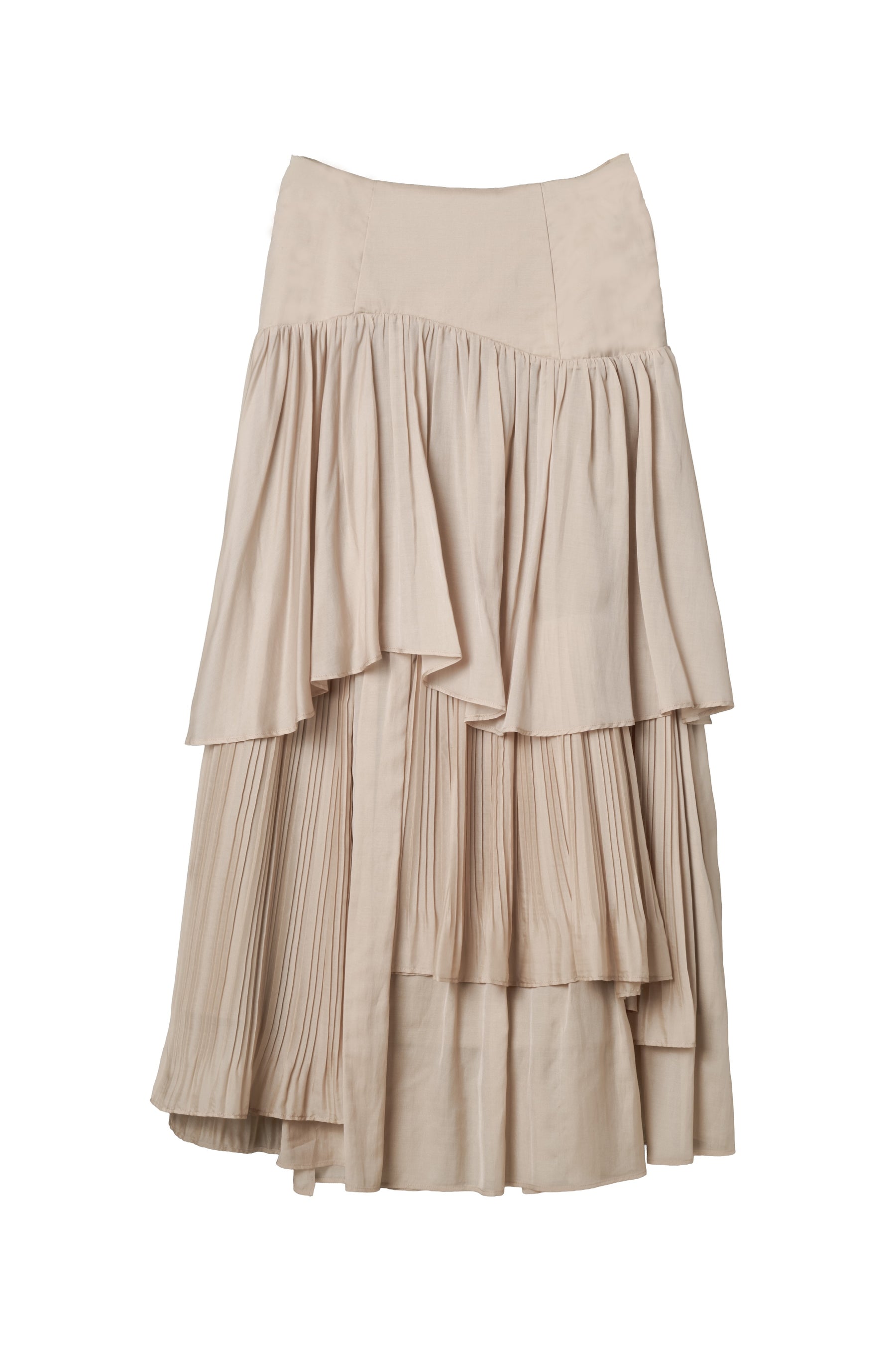 Sheer Pleated Tiered Skirt