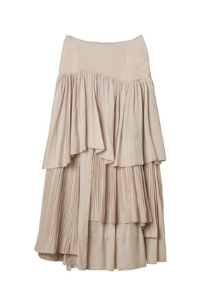 Sheer Pleated Tiered Skirt