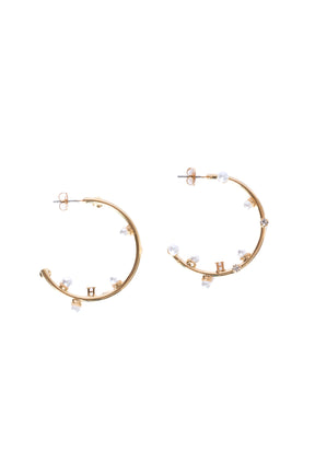Crystal Pearl Hoop Pierces