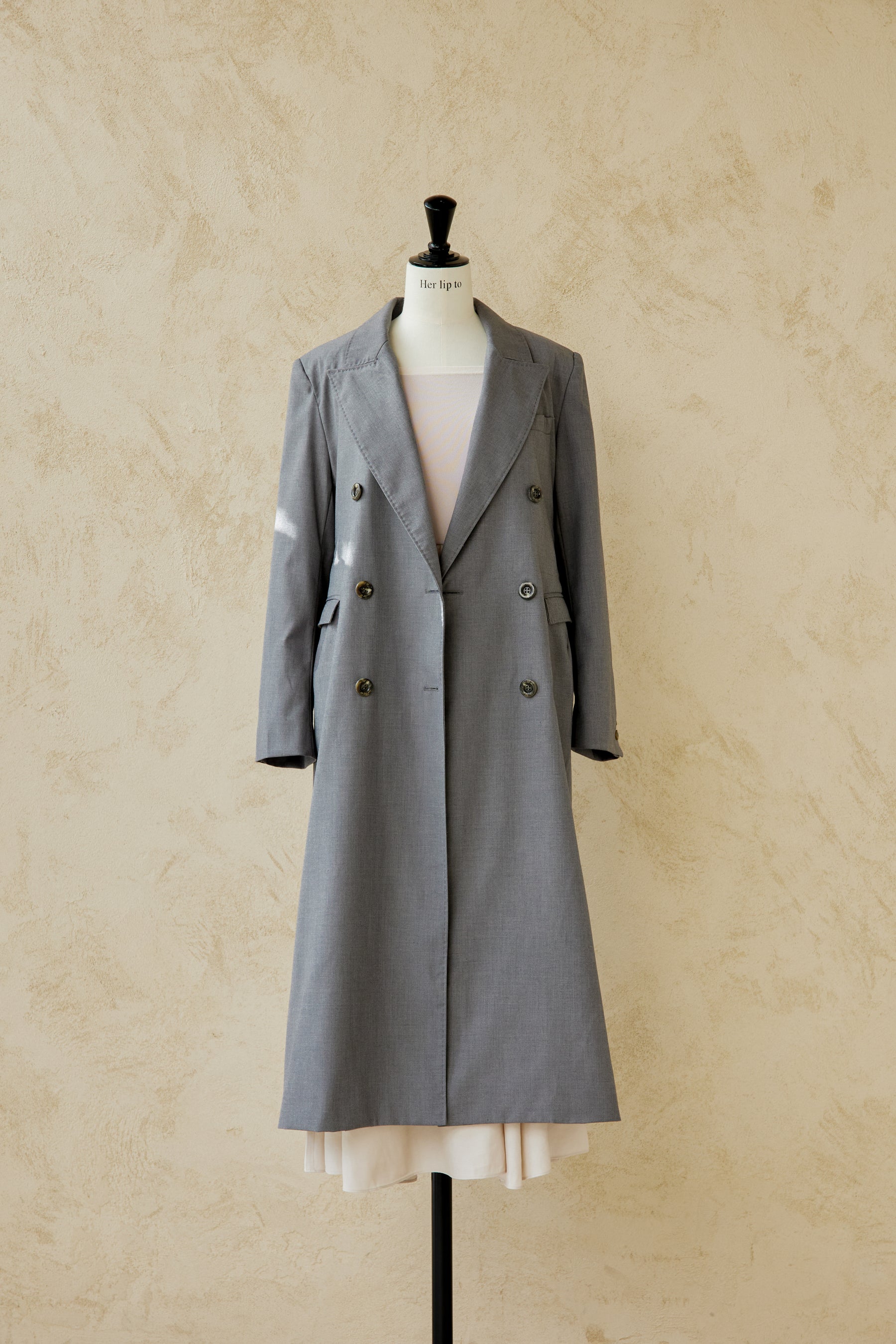 Double Breasted TWILL Long Blazer Fancy Gray / M