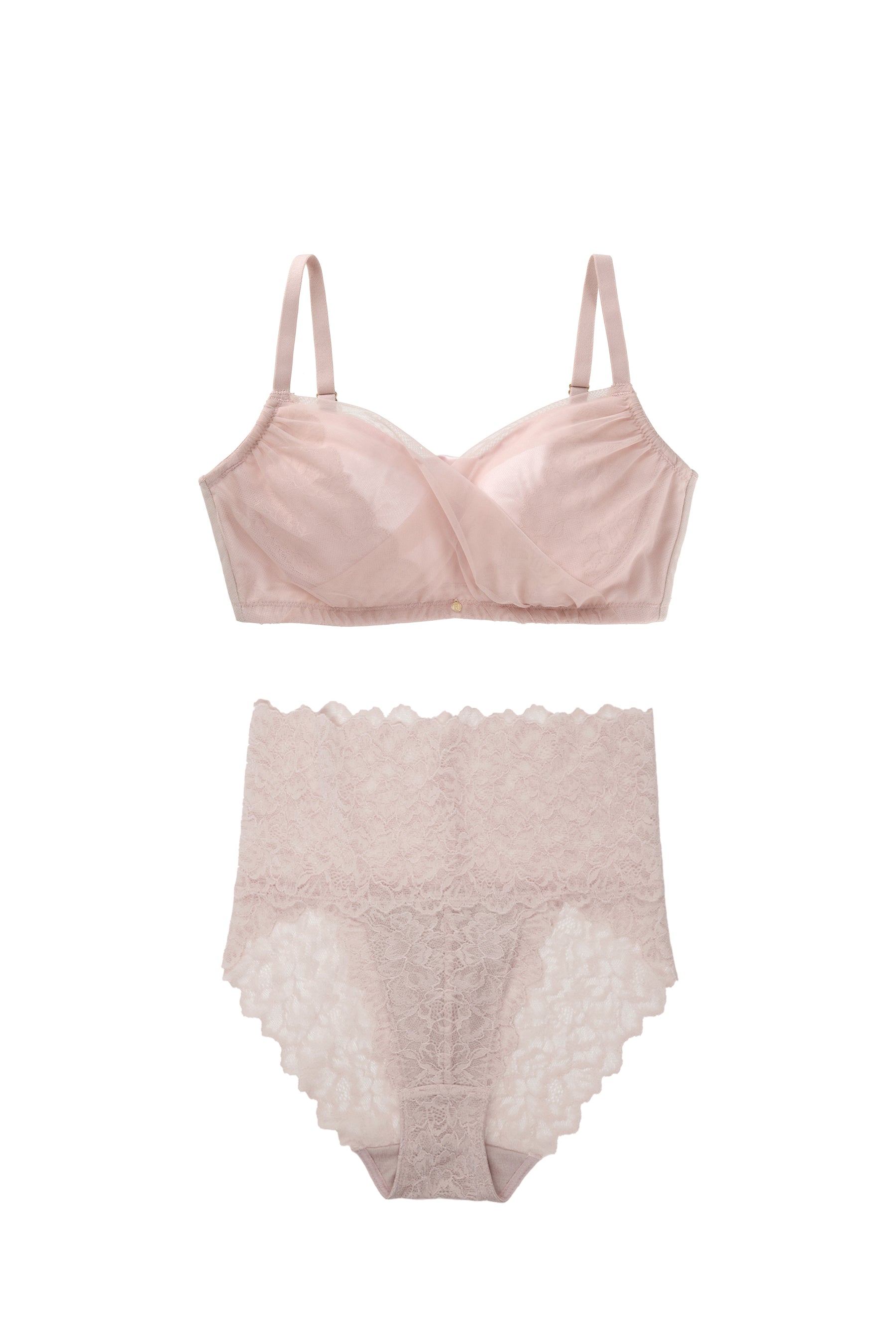 [Ships in last May] [nude rose] Minimizer Bra & Lacy Shorts Set