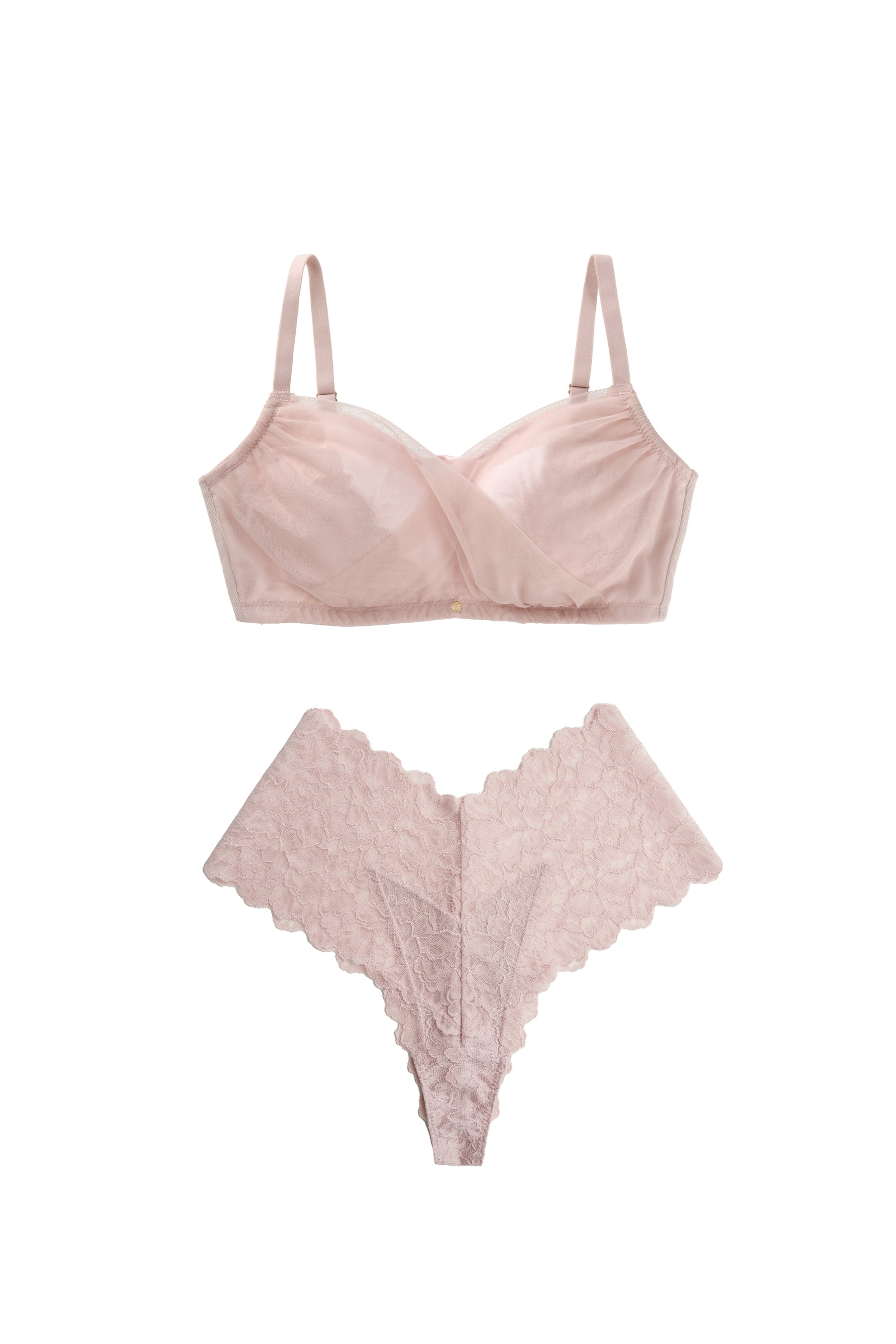 [Ships in last May] [nude rose] Minimizer Bra & Lacy Shorts Set