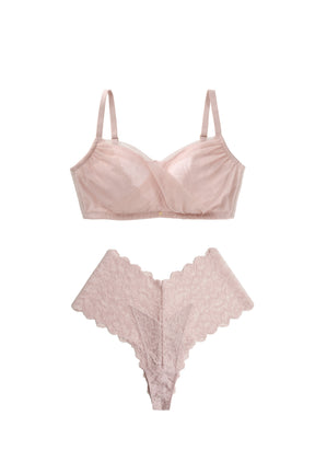 [Ships in last May] [nude rose] Minimizer Bra & Lacy Shorts Set