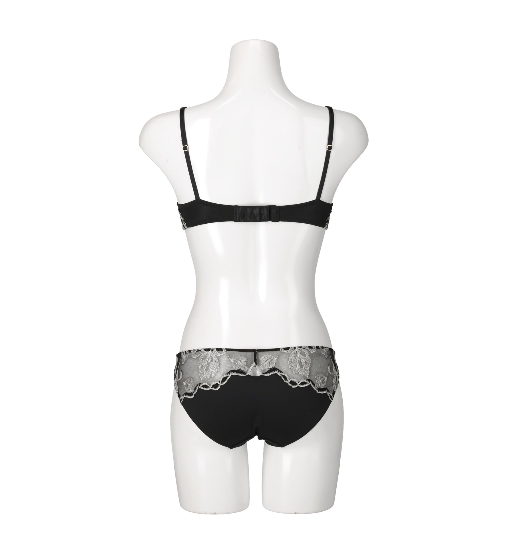 【pearl black】Magnolia Tulle Lace Bra Set