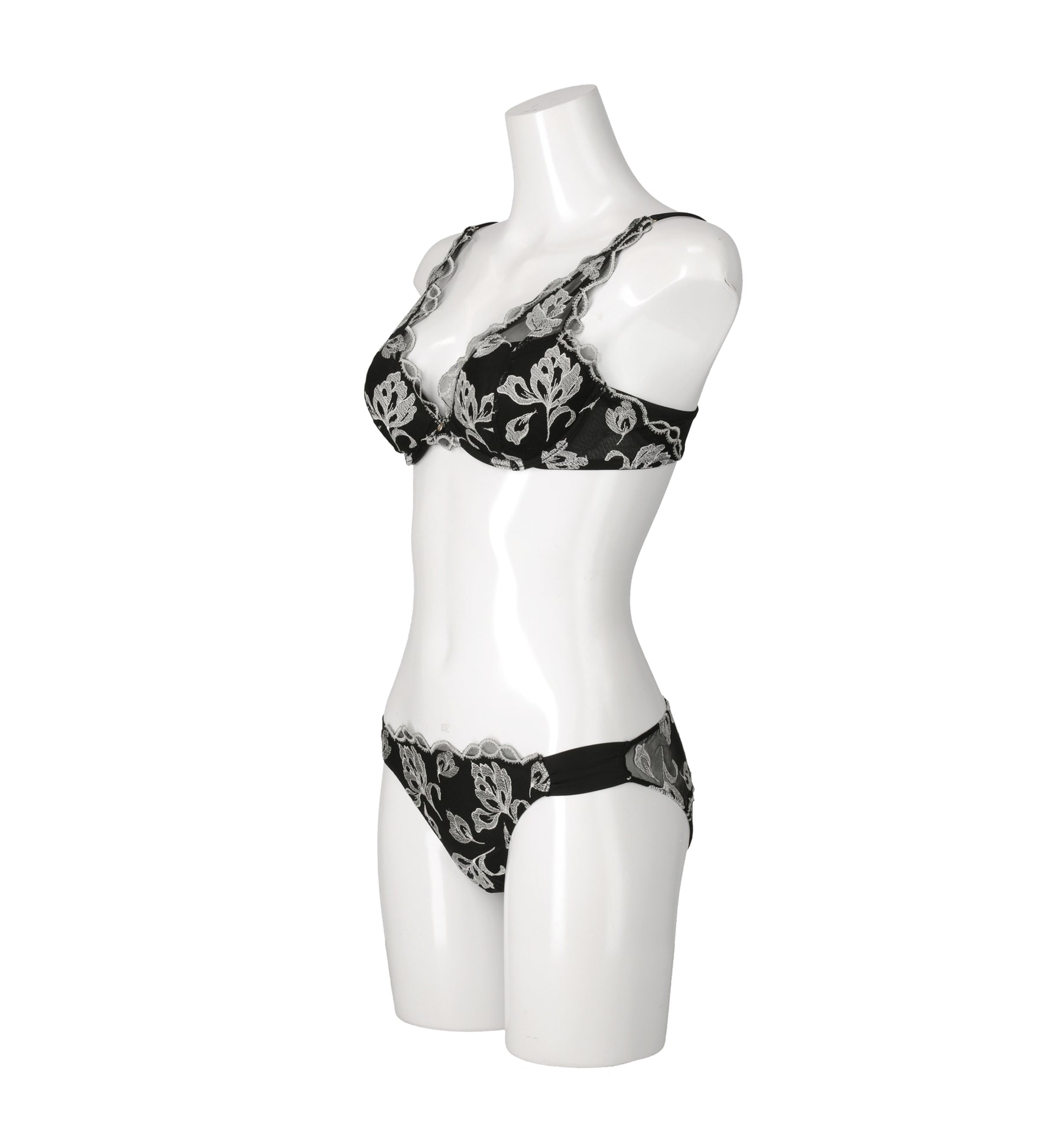 【pearl black】Magnolia Tulle Lace Bra Set