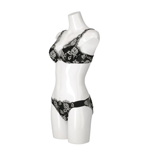 【pearl black】Magnolia Tulle Lace Bra Set
