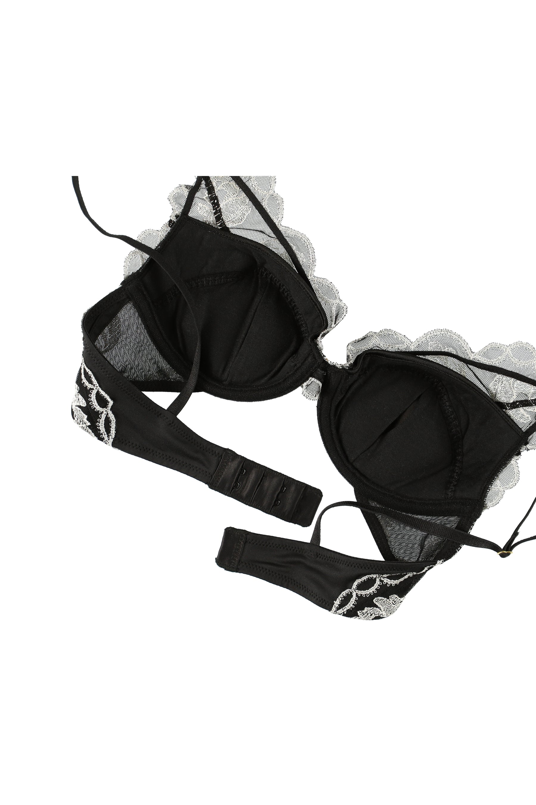 【pearl black】Magnolia Tulle Lace Bra Set