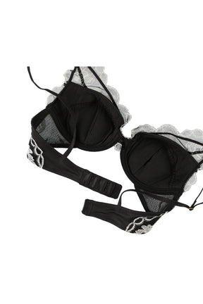 【pearl black】Magnolia Tulle Lace Bra Set