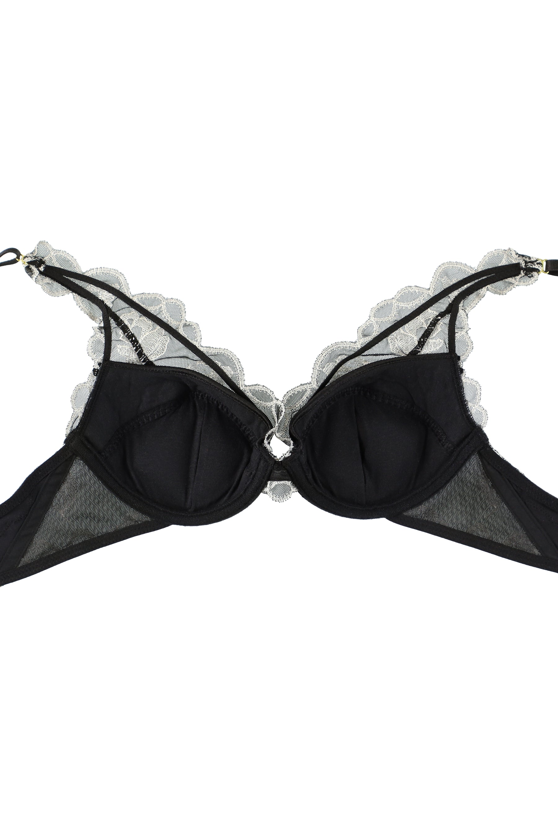 【pearl black】Magnolia Tulle Lace Bra Set