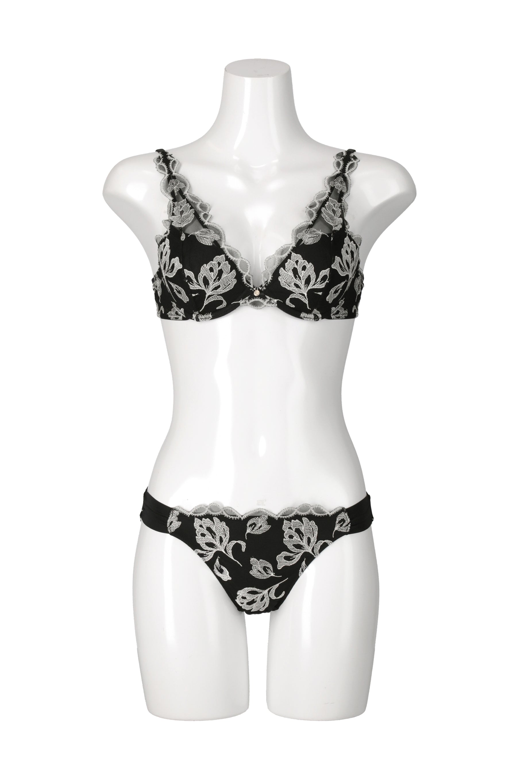 【pearl black】Magnolia Tulle Lace Bra Set