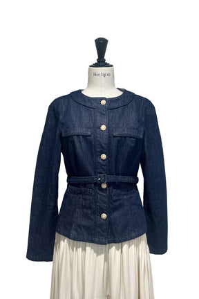 [Shipped in late February] New Classic Belted Denim Jacket