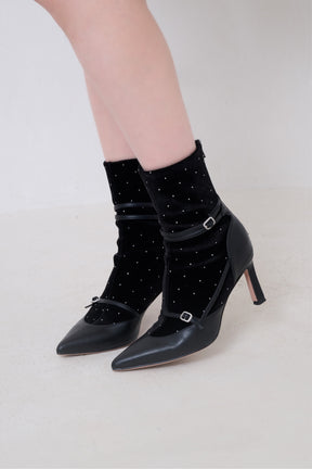 Crystal Velour Ankle Boots