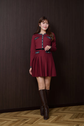【1月下旬發送】【black / red】Gabrielle Belted Knit Dress