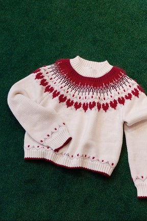 [New Color] Heart Fair Isle Knit Pullover