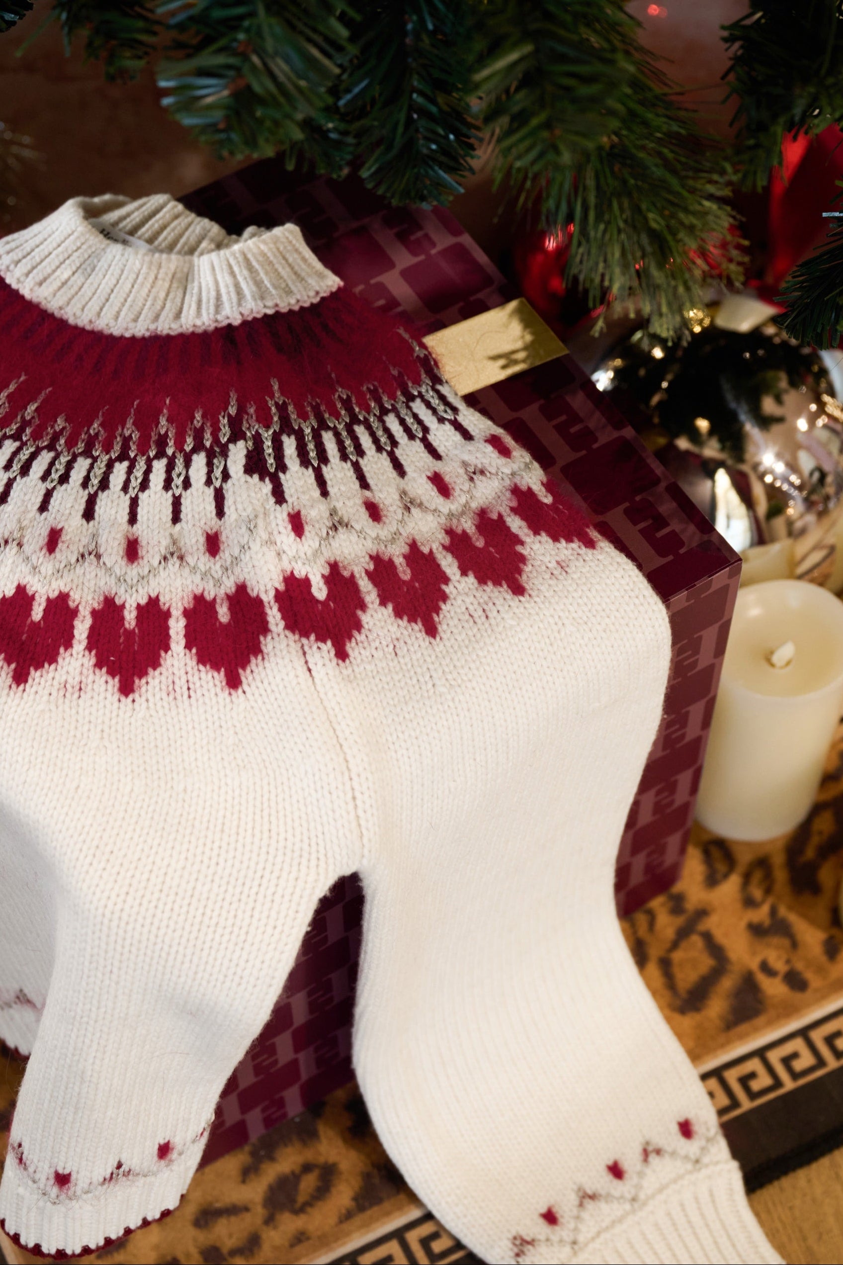 [New Color] Heart Fair Isle Knit Pullover