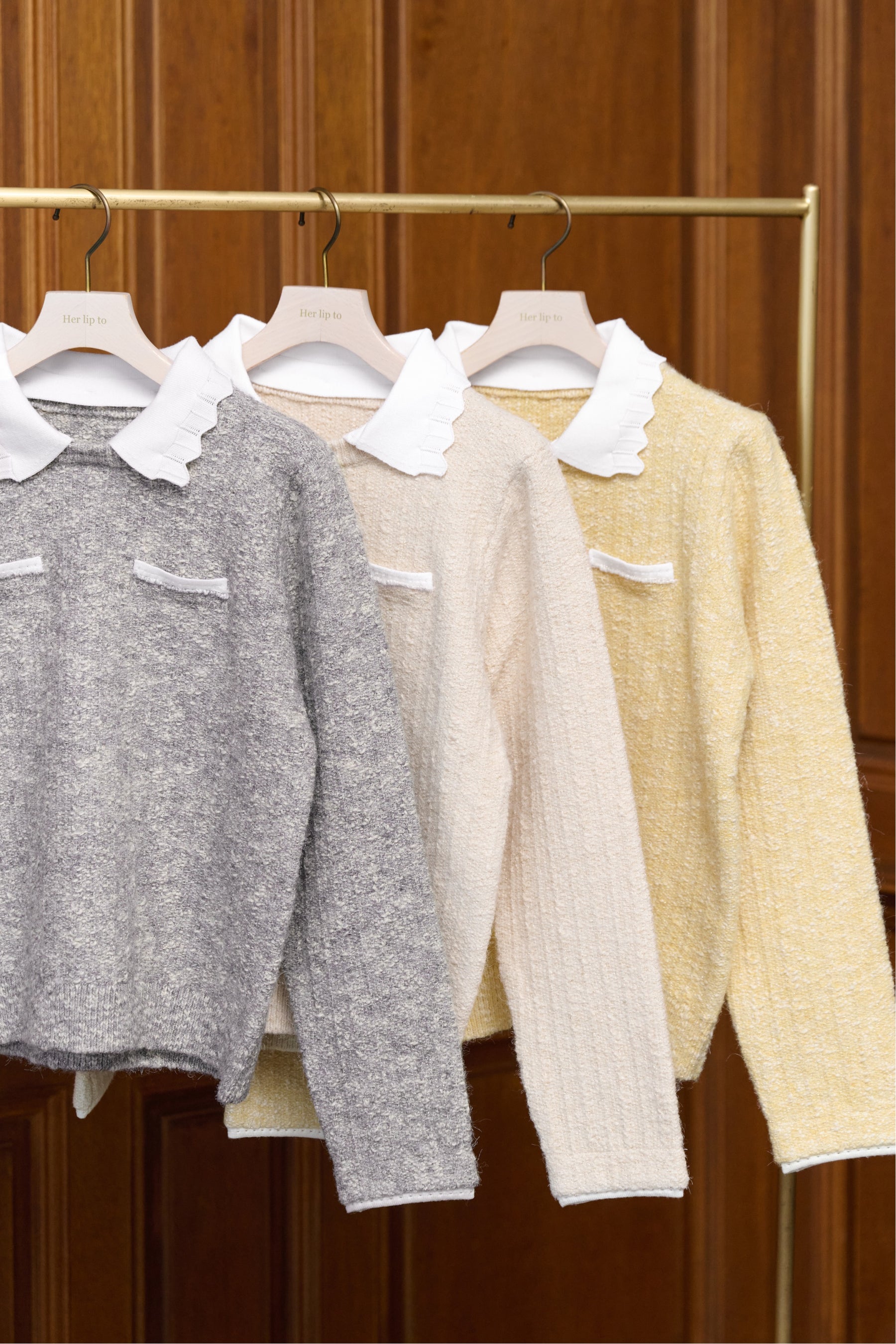 Petal-Edge Collar Knit Top