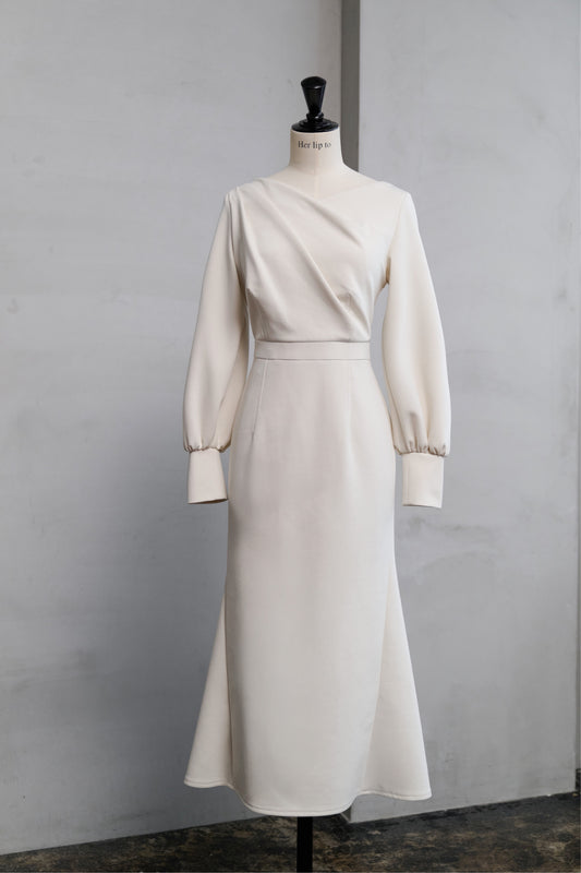 Tucked Mermaid Ponte Dress