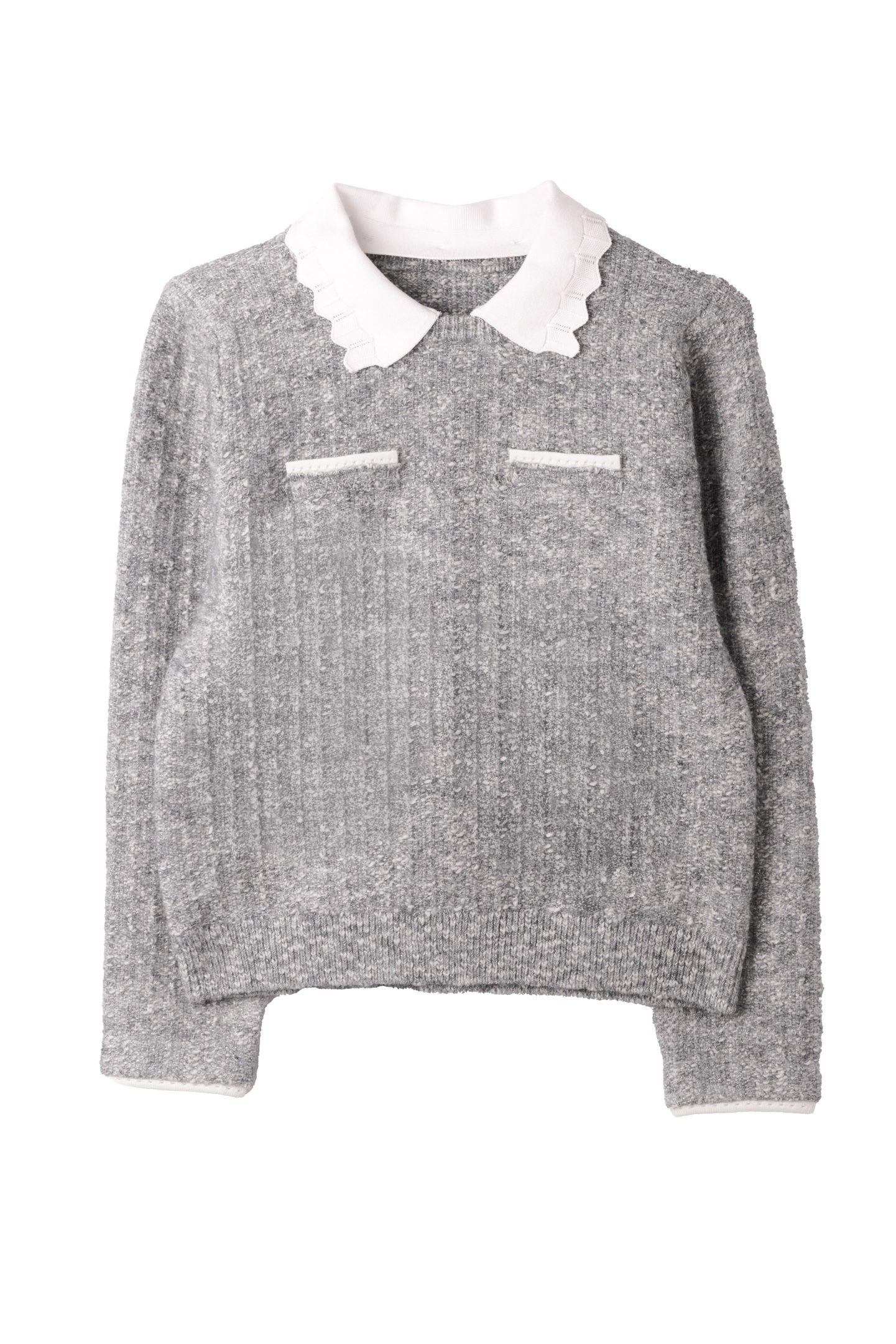 Petal-Edge Collar Knit Top