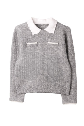 Petal-Edge Collar Knit Top