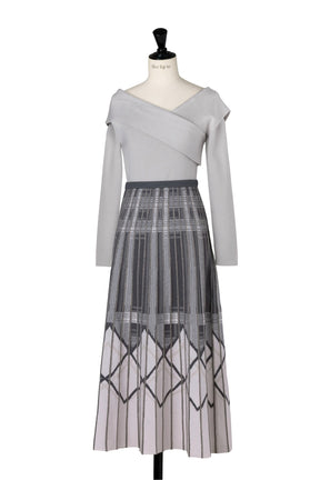 Layered Checked Knit Dress