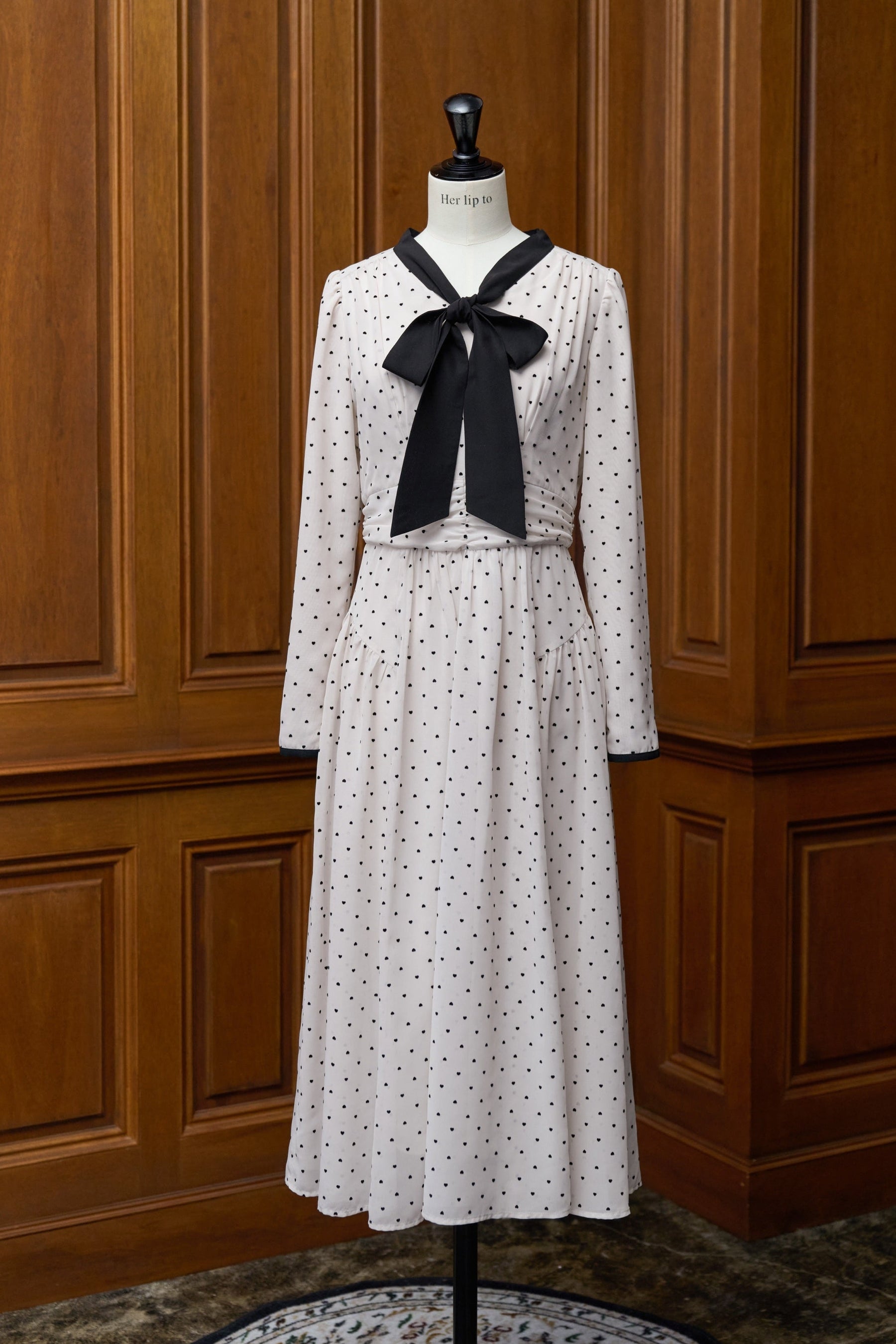 Heart Dot Bow Tie Chiffon Dress