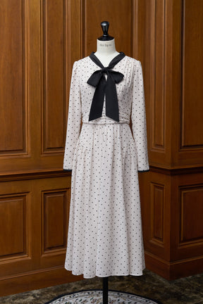 Heart Dot Bow Tie Chiffon Dress