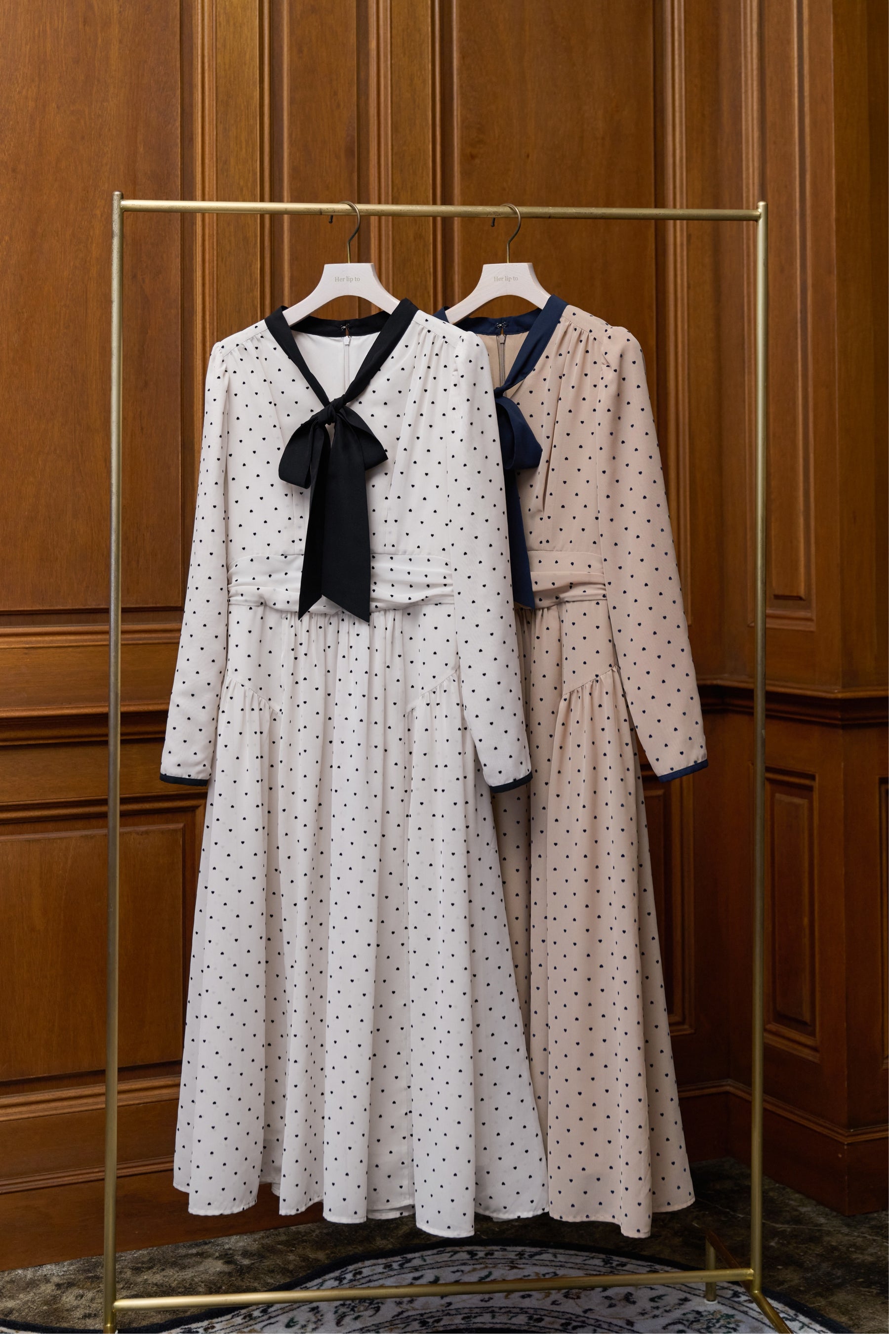 Heart Dot Bow Tie Chiffon Dress
