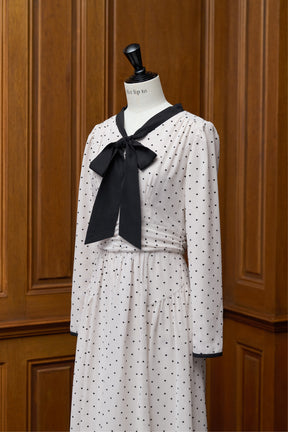Heart Dot Bow Tie Chiffon Dress