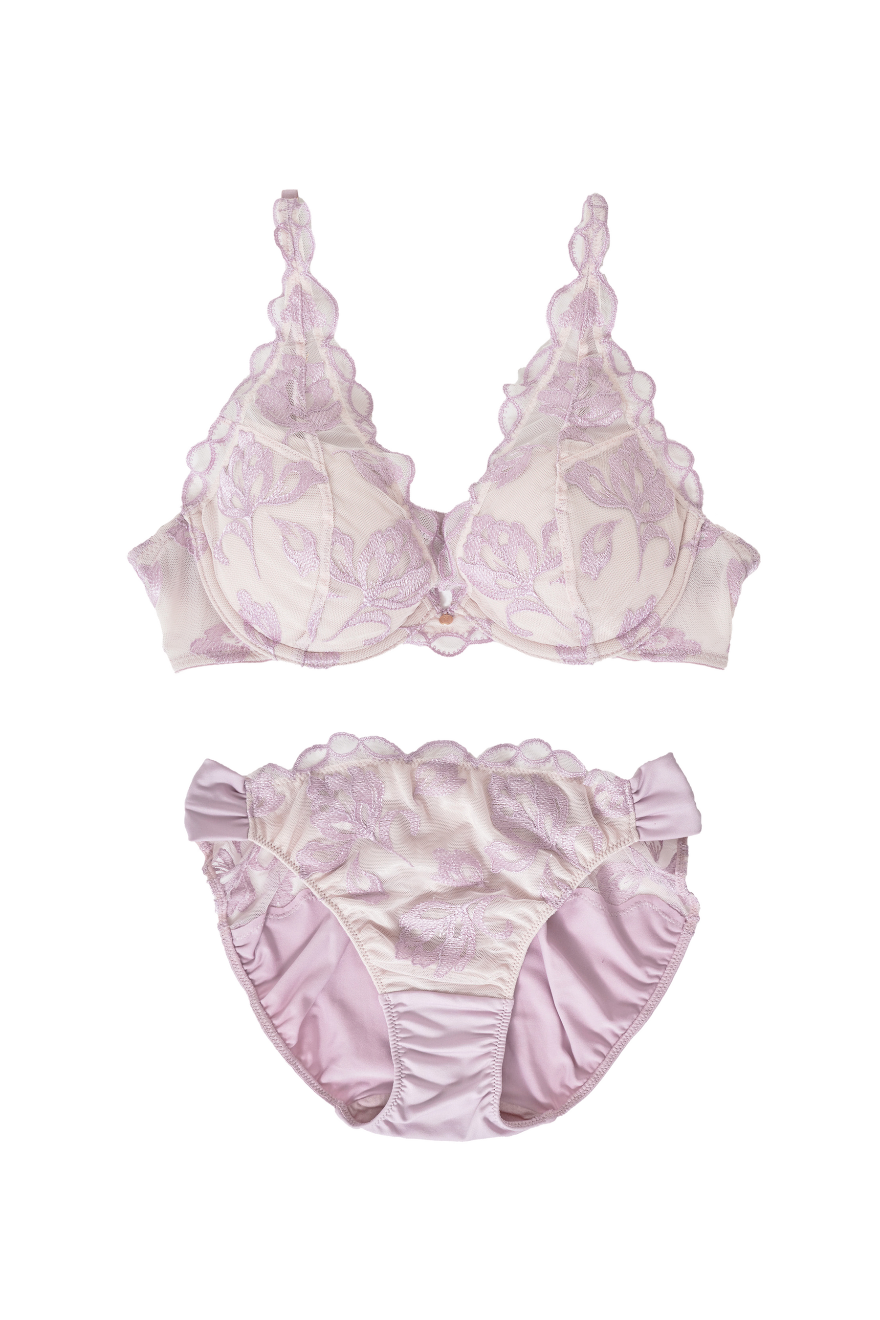 mauve】Magnolia Tulle Lace Bra Set