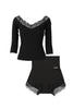 【black】Off The Shoulder Top Set