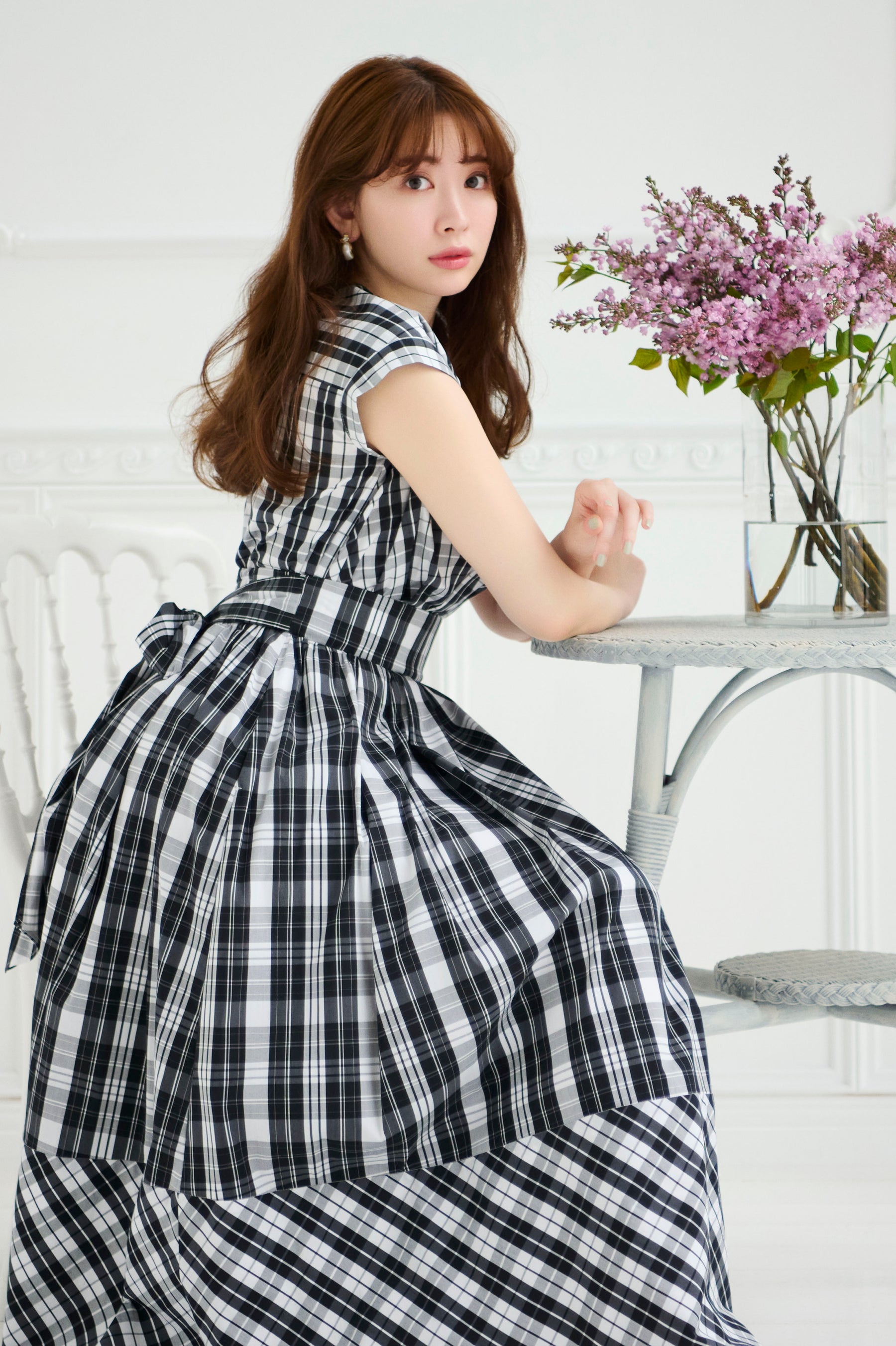 こじはるHaze Grass Back Ribbon Dress