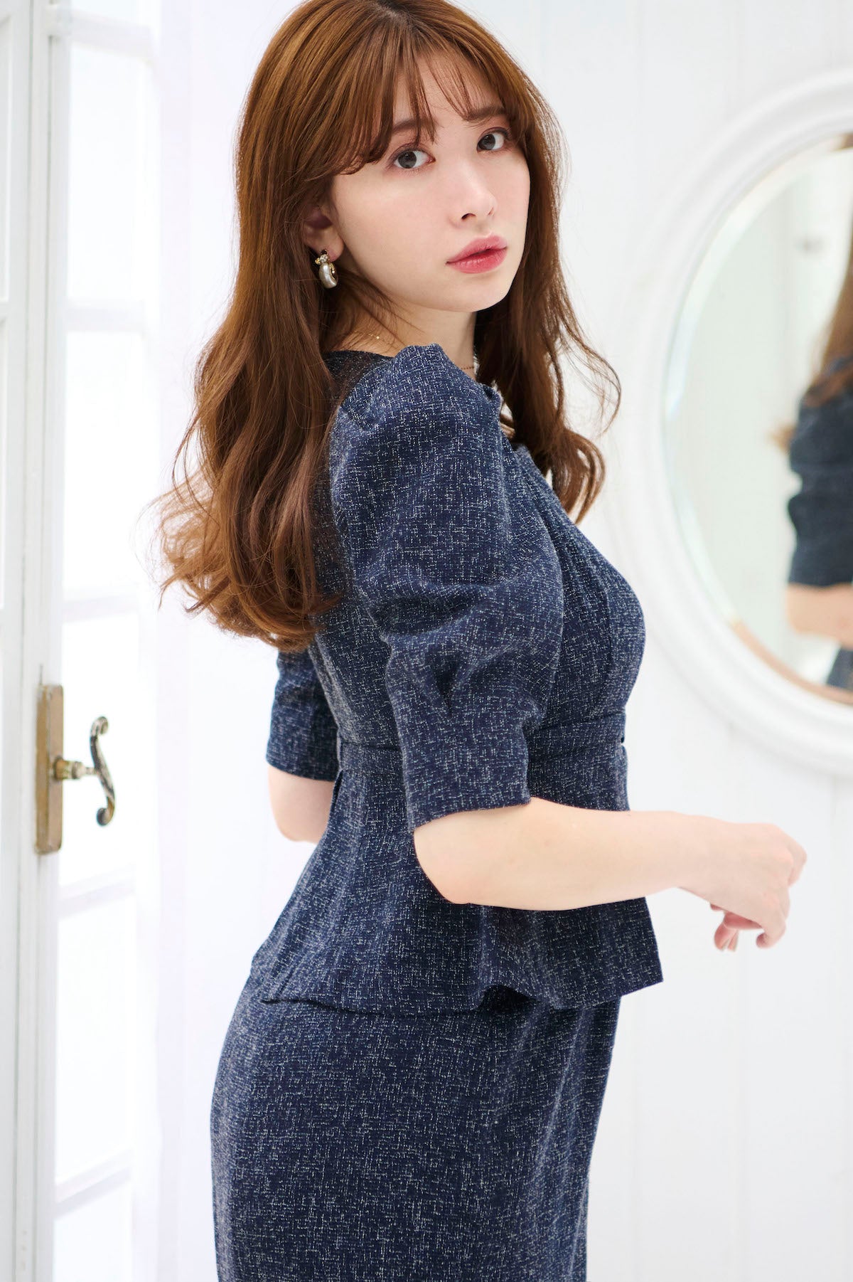 Her lip to Allure Tweed Midi Dress - ロングワンピース