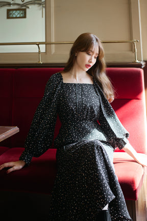 Slit Sleeve Floral Print Dress