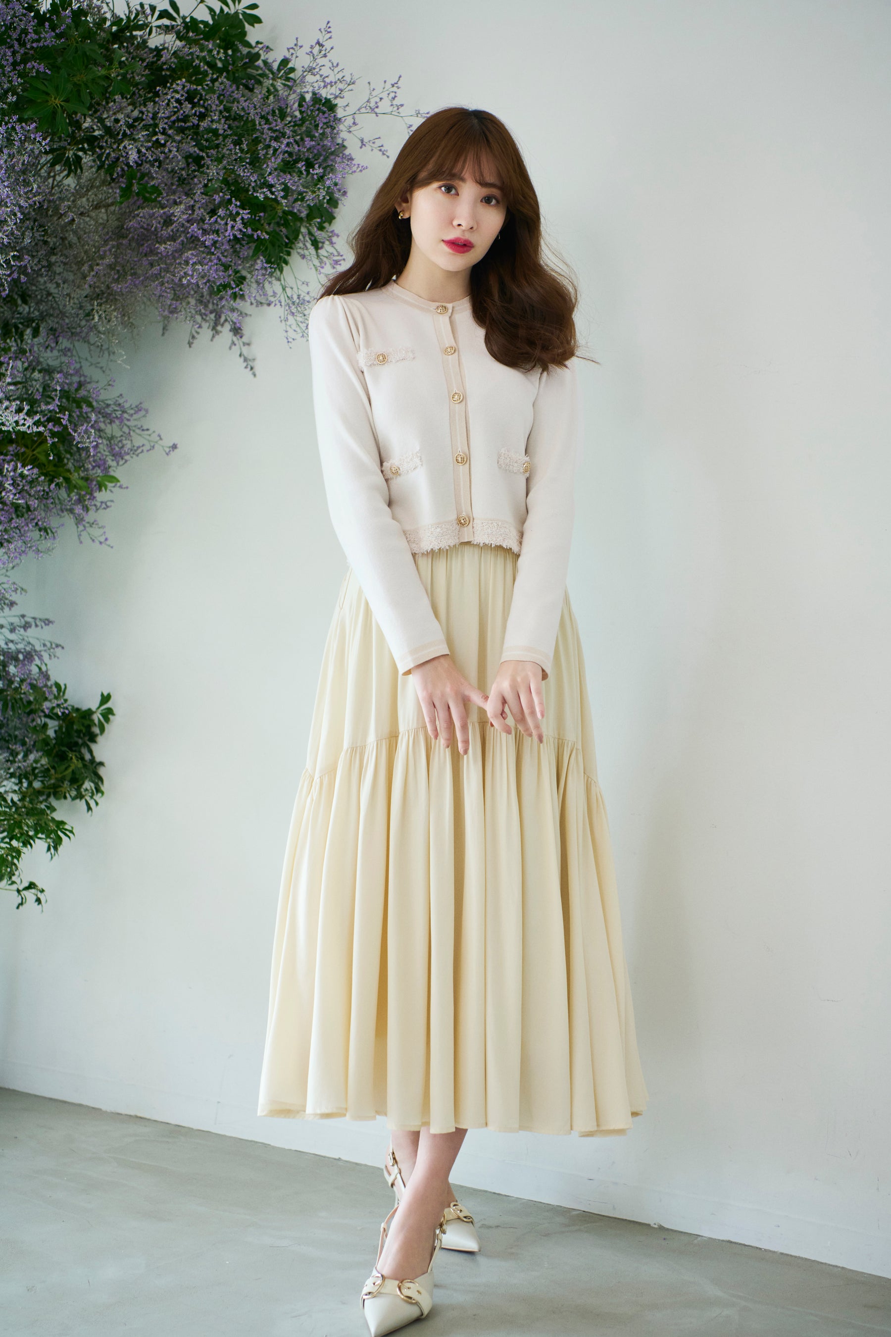 新色】High-Waist Tiered Long Skirt