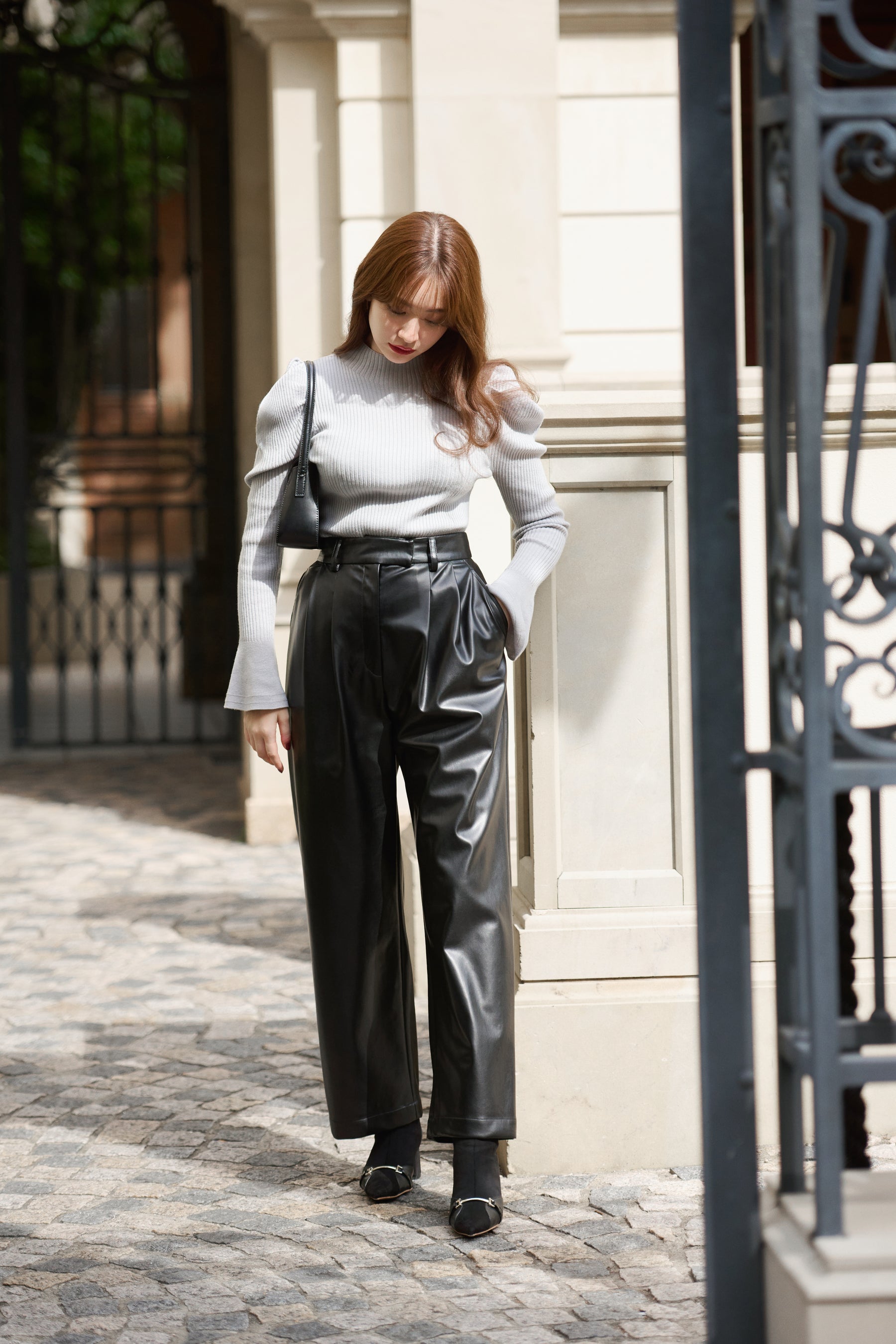 Vegan Leather Tapered Pants