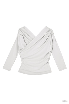 【1月下旬發送】【新色】Asymmetric Cotton-blend Jersey Top