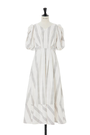Checked Jacquard Volume Sleeve Dress